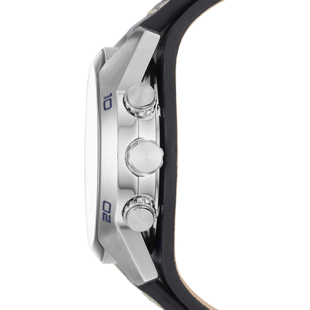 Fossil Coachman Chronograph White Dial Blue Leather Strap Watch for Men - CH3051 Buy Now By Fossil