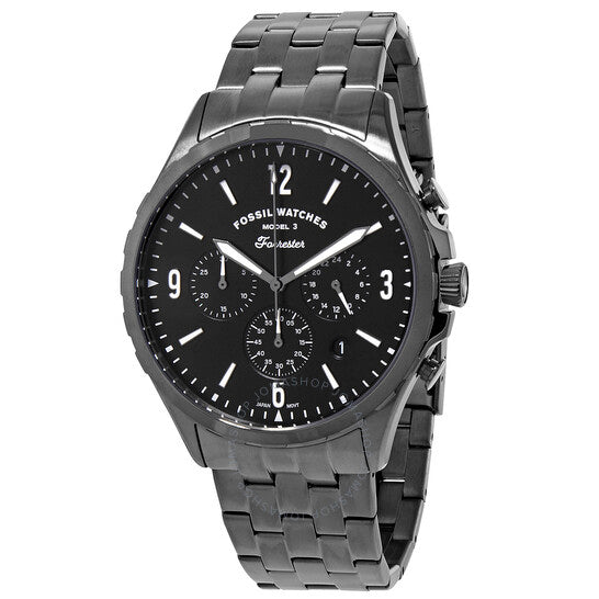 Fossil Forrester Chronograph Black Dial Grey Steel Strap Watch for Men - FS5606 Buy Now By Fossil