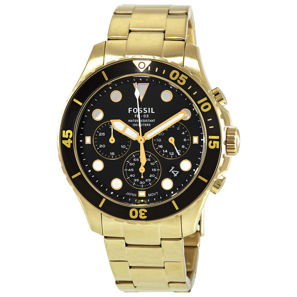 Fossil FB-03 Chronograph Black Dial Gold Steel Strap Watch for Men - FS5727 Buy Now By Fossil