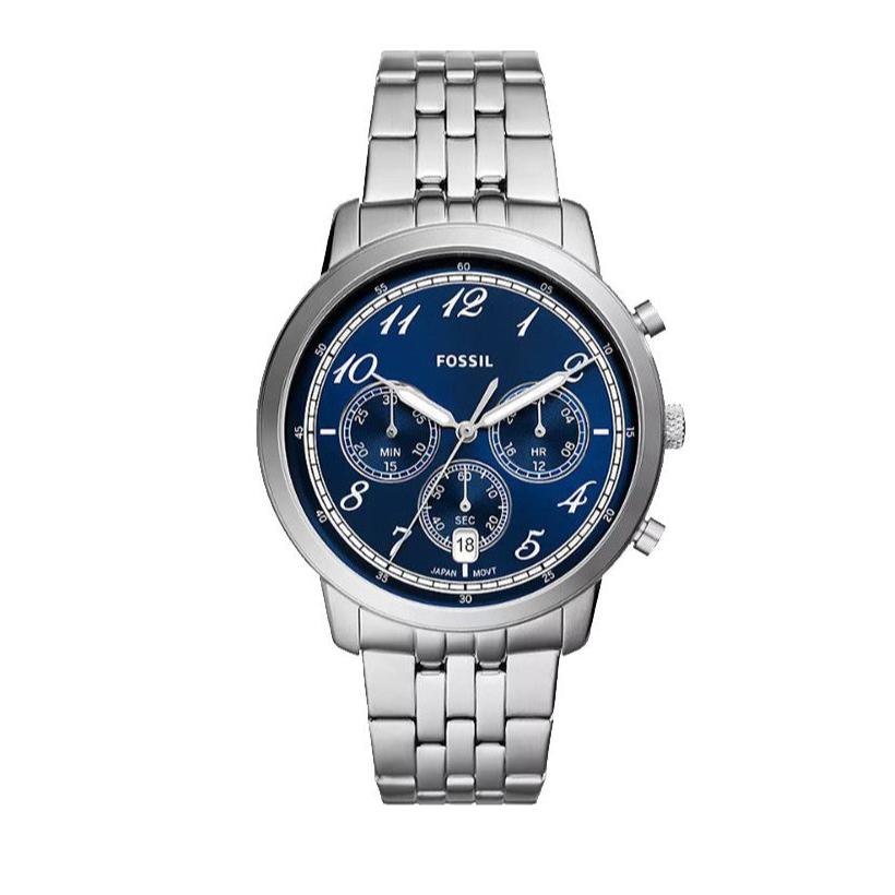 Fossil Neutra Chronograph Blue Dial Silver Steel Strap Watch for Men - FS6025 Buy Now By Fossil