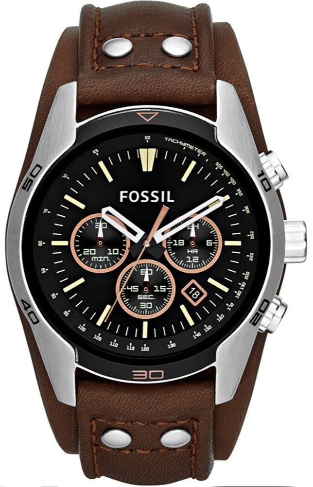 Fossil Coachman Chronograph Black Dial Brown Leather Strap Watch for Men - CH2891 Buy Now By Fossil