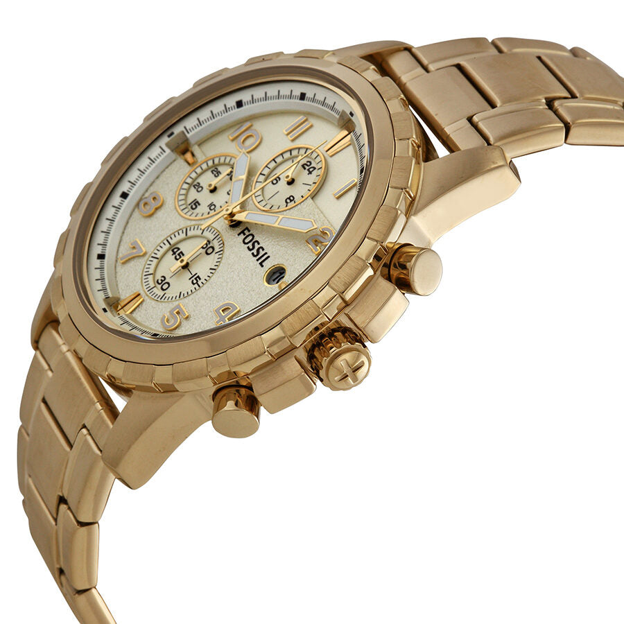 Fossil Dean Chronograph Champagne Dial Gold Steel Strap Watch for Men - FS4867 Buy Now By Fossil