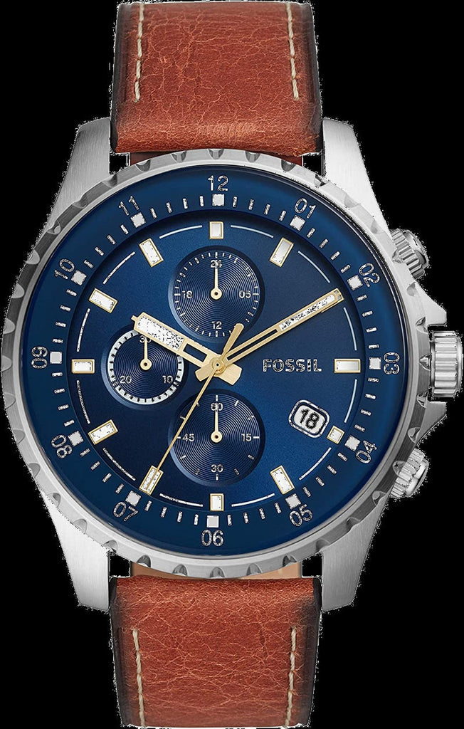 Fossil Dillinger Luggage Chronograph Blue Dial Brown Leather Strap Watch for Men - FS5675 Buy Now By Fossil