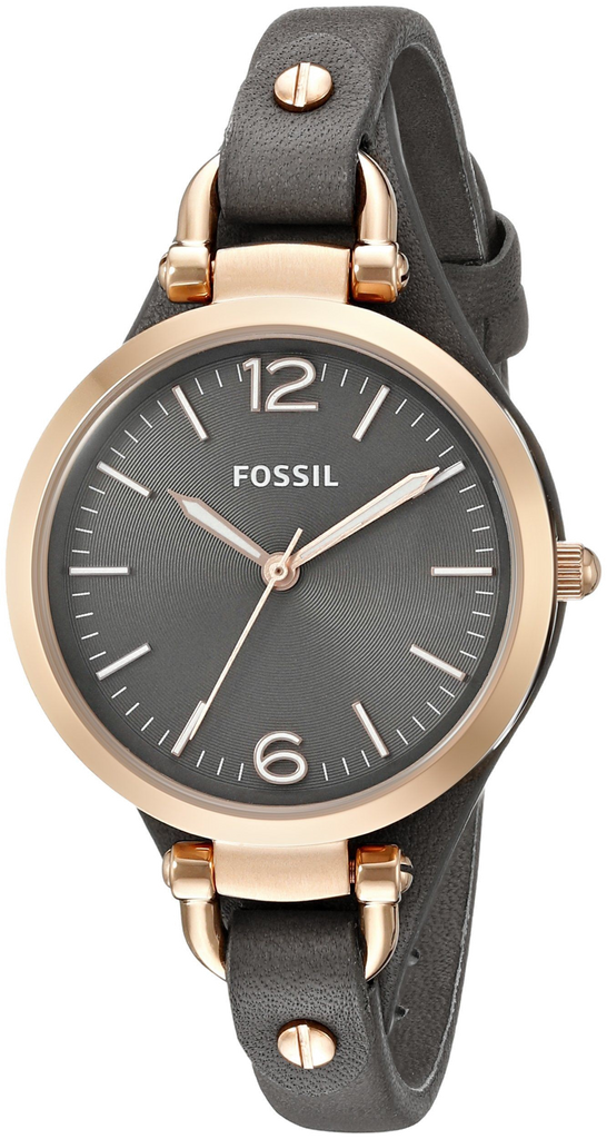 Fossil Georgia Smoke Grey Dial Grey Leather Strap Watch for Women - ES3077 Buy Now By Fossil