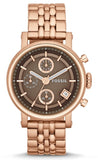 Fossil Boyfriend Chronograph Brown Dial Rose Gold Steel Strap Watch for Women - ES3494 Buy Now By Fossil