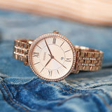Fossil Jacqueline Rose Gold Dial Rose Gold Steel Strap Watch for Women - ES3546 Buy Now By Fossil