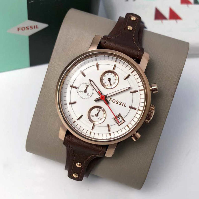 Fossil Boyfriend White Dial Brown Leather Strap Watch for Women - ES3616 Buy Now By Fossil