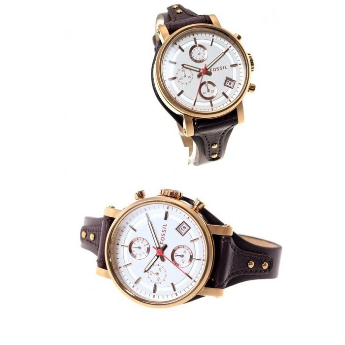 Fossil Boyfriend White Dial Brown Leather Strap Watch for Women - ES3616 Buy Now By Fossil