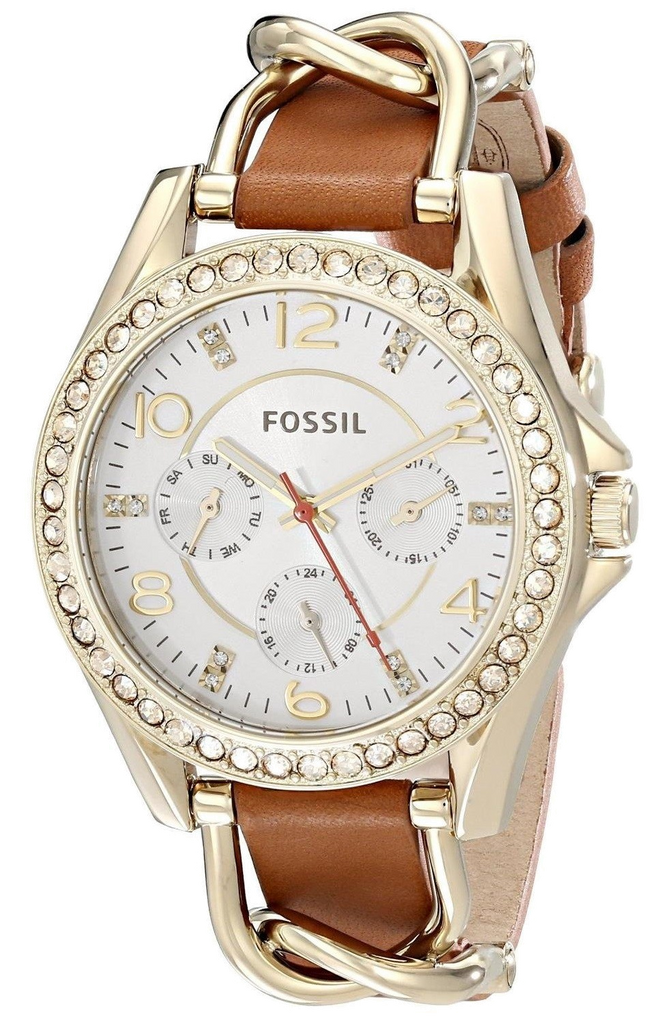 Fossil Riley Multifunction White Dial Orange Leather Strap Watch for Women - ES3723 Buy Now By Fossil