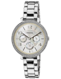 Fossil Jacqueline Multi-Function Mother of Pearl Dial Silver Steel Strap Watch for Women - ES3755 Buy Now By Fossil