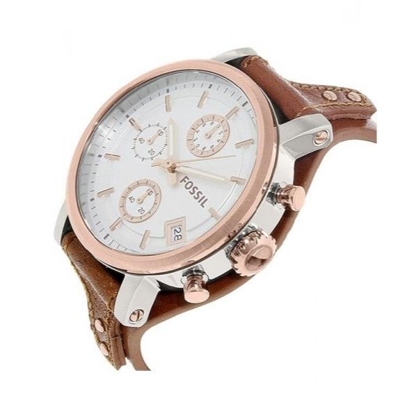 Fossil Boyfriend Chronograph White Dial Brown Leather Strap Watch for Women - ES3837 Buy Now By Fossil