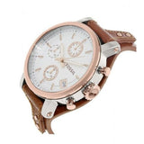 Fossil Boyfriend Chronograph White Dial Brown Leather Strap Watch for Women - ES3837 Buy Now By Fossil