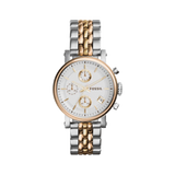 Fossil Boyfriend Chronograph White Dial Two Tone Steel Strap Watch for Women - ES3840 Buy Now By Fossil