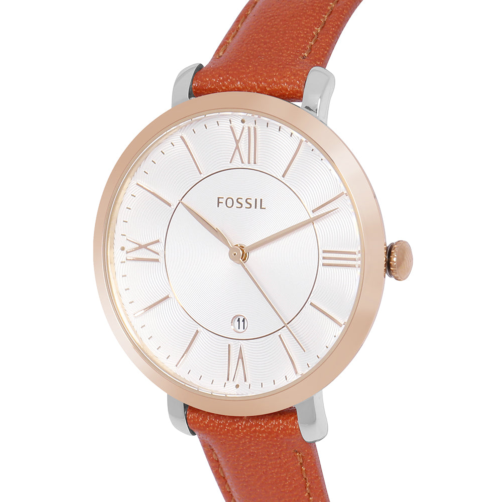 Fossil Jacqueline White Dial Brown Leather Strap Watch for Women - ES3842 Buy Now By Fossil
