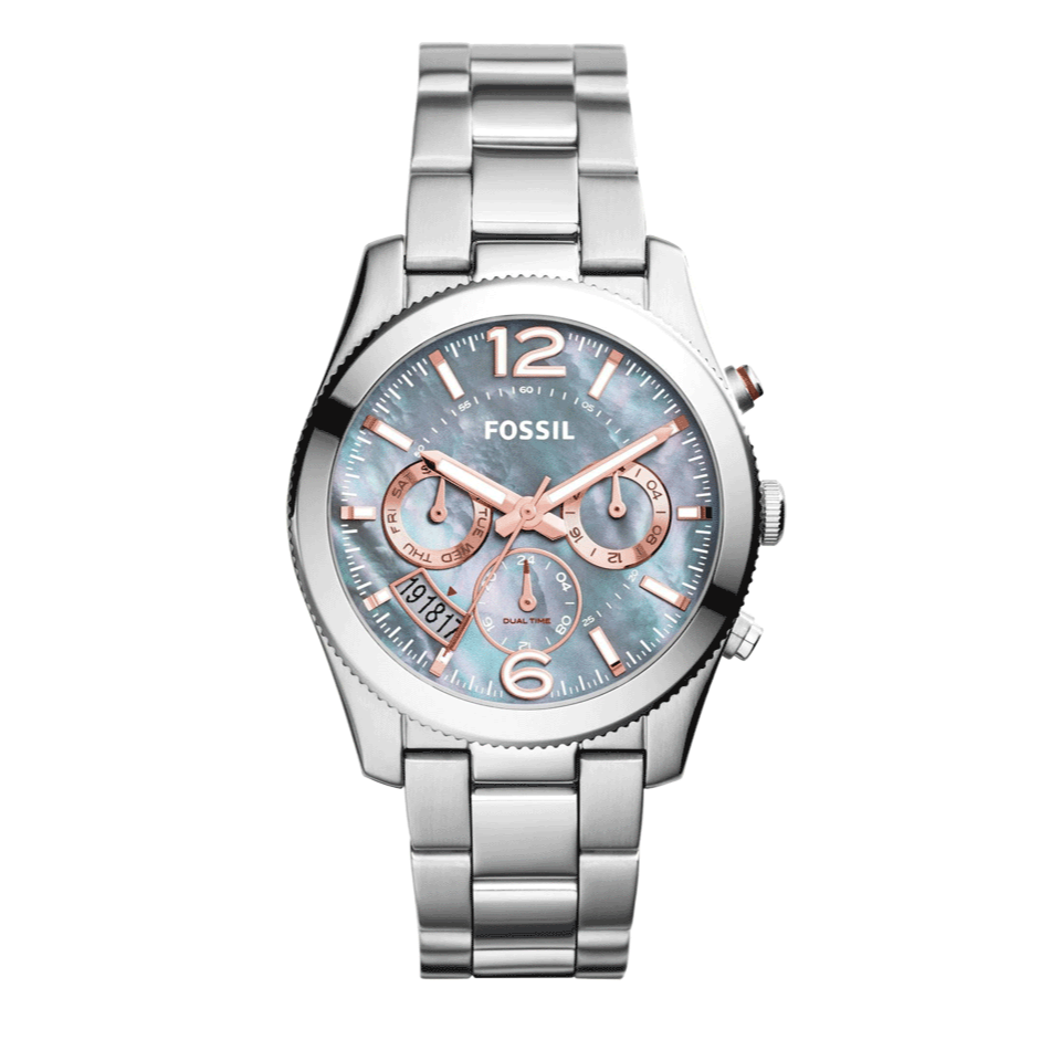 Fossil Perfect Boyfriend Mother of Pearl Blue Dial Silver Steel Strap Watch for Women - ES3880 Buy Now By Fossil