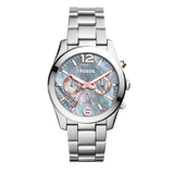 Fossil Perfect Boyfriend Mother of Pearl Blue Dial Silver Steel Strap Watch for Women - ES3880 Buy Now By Fossil