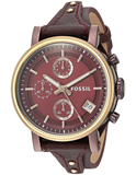 Fossil Original Boyfriend Sport Chronograph Maroon Dial Maroon Leather Strap Watch for Women - ES4114 Buy Now By Fossil