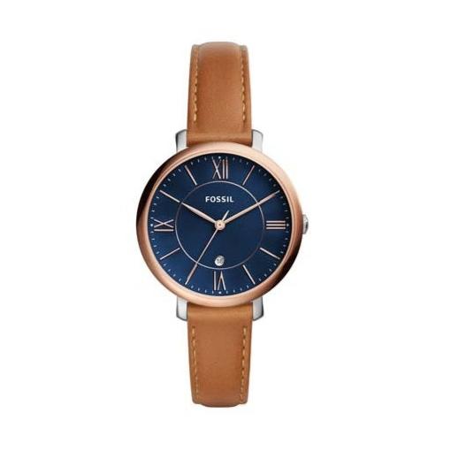 Fossil Jacqueline Three Hand Date Luggage Blue Dial Brown Leather Strap Watch for Women - ES4274 Buy Now By Fossil