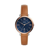 Fossil Jacqueline Three Hand Date Luggage Blue Dial Brown Leather Strap Watch for Women - ES4274 Buy Now By Fossil