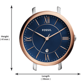 Fossil Jacqueline Three Hand Date Luggage Blue Dial Brown Leather Strap Watch for Women - ES4274 Buy Now By Fossil