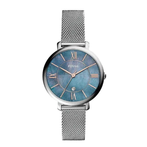 Fossil Jacqueline Mother of Pearl Blue Dial Silver Mesh Strap Watch for Women - ES4322 Buy Now By Fossil