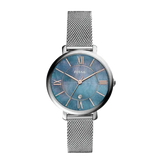 Fossil Jacqueline Mother of Pearl Blue Dial Silver Mesh Strap Watch for Women - ES4322 Buy Now By Fossil