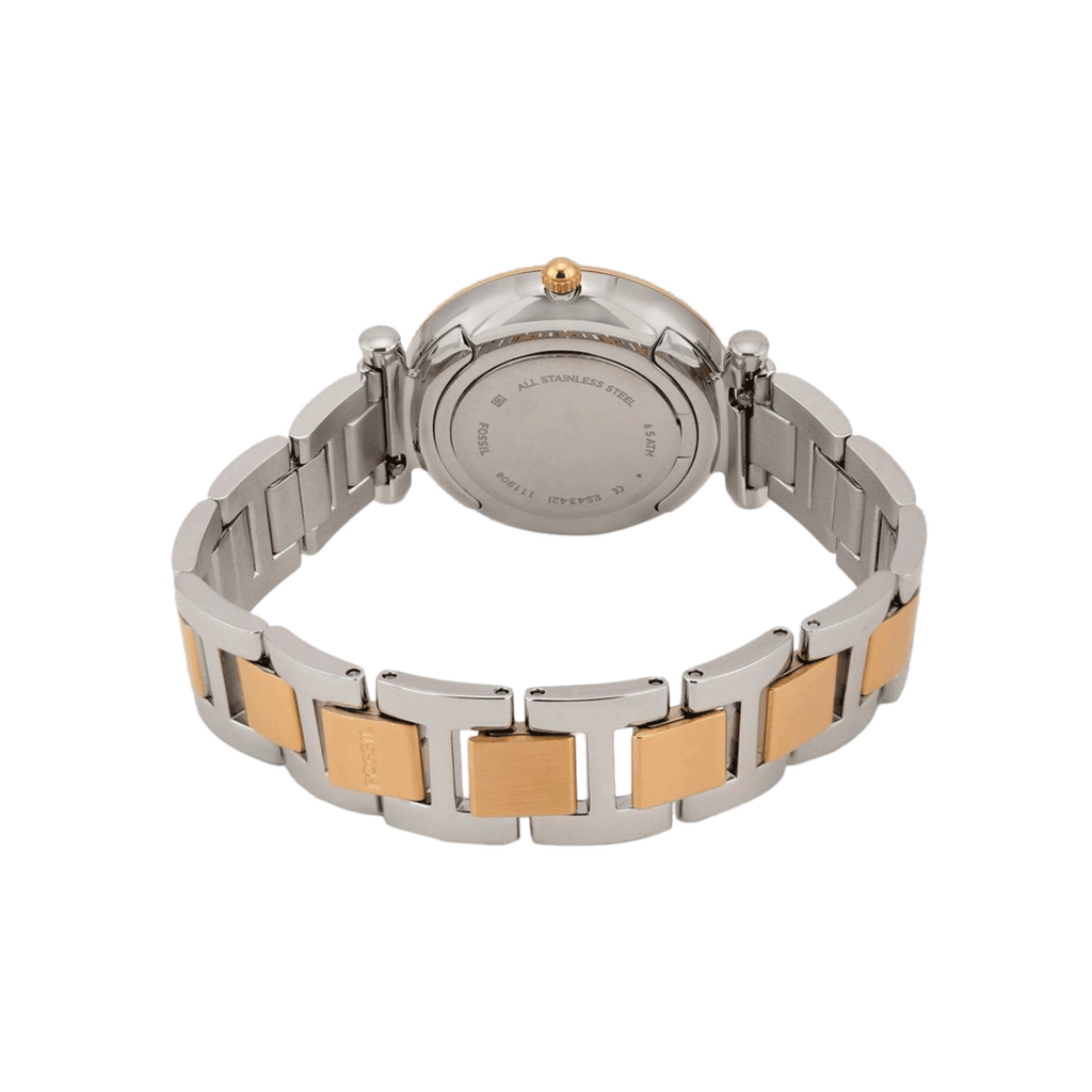 Fossil Carlie Silver Dial Two Tone Steel Strap Watch for Women - ES4342 Buy Now By Fossil