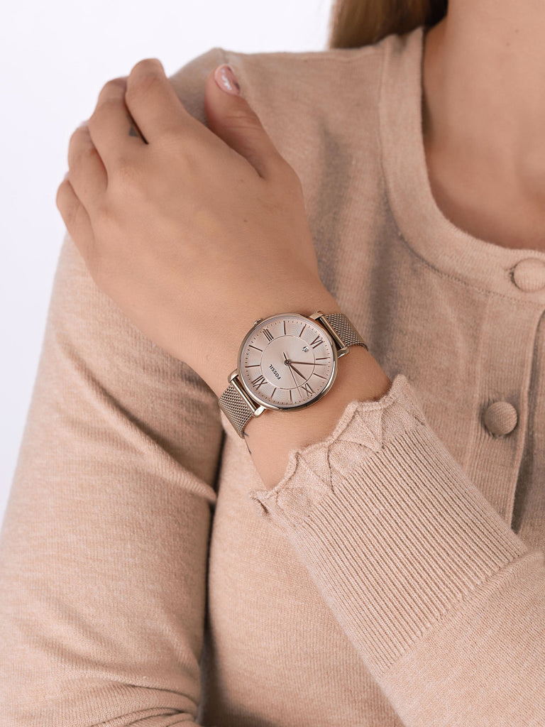 Fossil Jacqueline Mother of Pearl White Dial Gold Mesh Strap Watch for Women - ES4352 Buy Now By Fossil