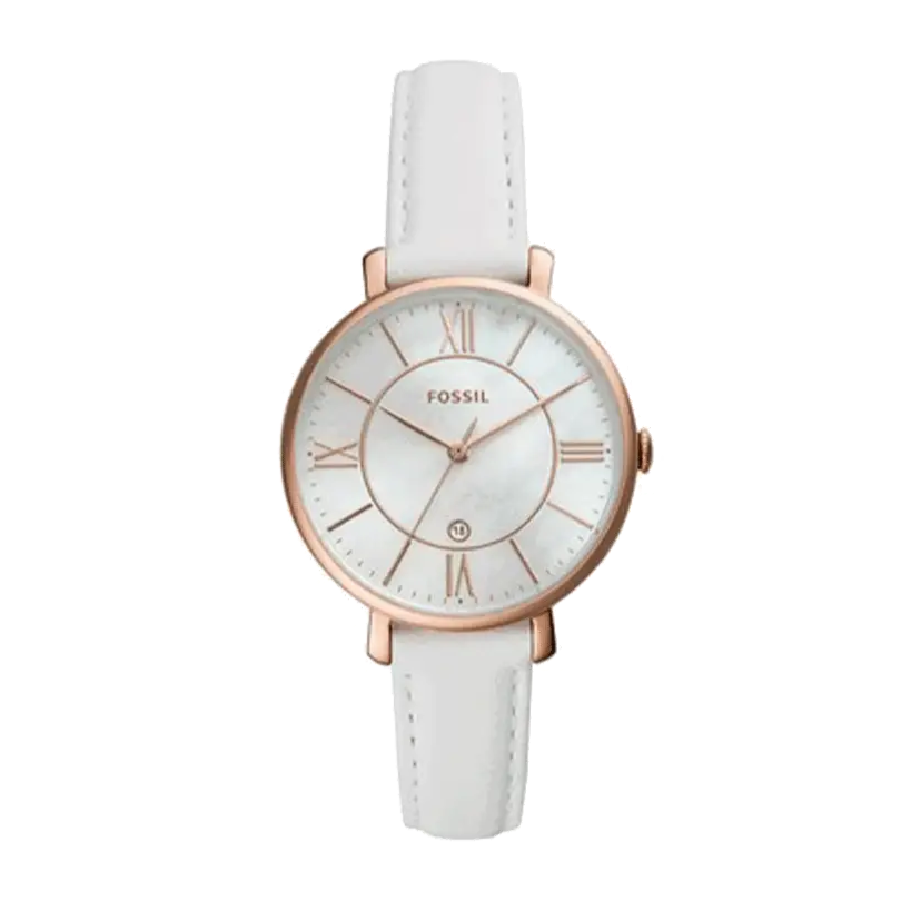Fossil Jacqueline Quartz Mother of Pearl White Dial White Leather Strap Watch for Women - ES4579 Buy Now By Fossil
