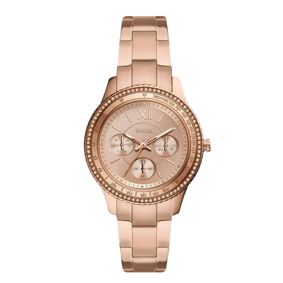 Fossil Stella Sport Multifunction Rose Gold Dial Rose Gold Steel Strap Watch for Women - ES5106 Buy Now By Fossil