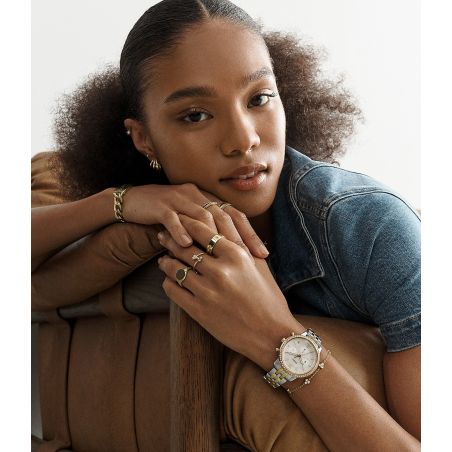 Fossil Neutra Chronograph Mother of Pearl White Dial Two Tone Steel Strap Watch for Women - ES5216 Buy Now By Fossil