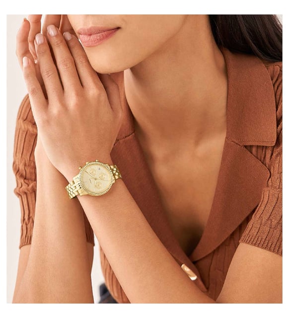 Fossil Neutra Chronograph Gold Dial Gold Steel Strap Watch for Women - ES5219 Buy Now By Fossil