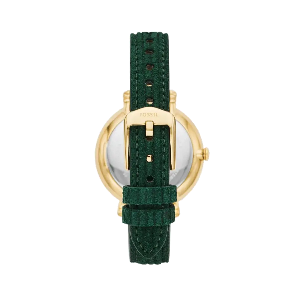 Fossil Jacqueline Multifunction Moonphase Mother of Pearl White Dial Green Leather Strap Watch for Women - ES5244 Buy Now By Fossil
