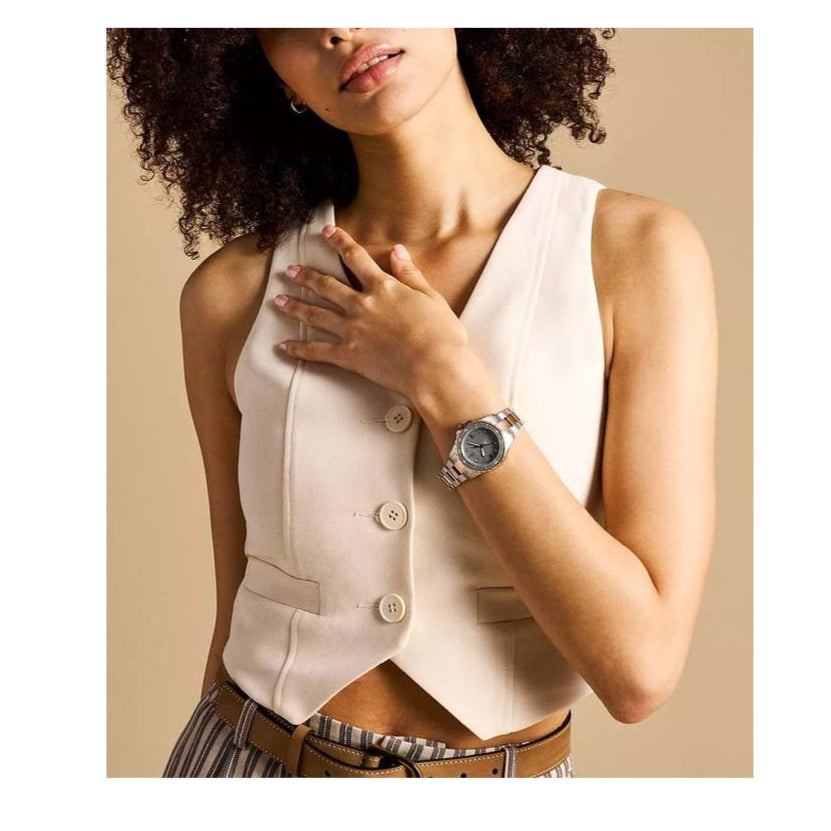 Fossil Blue Dive Three Hand Gray Dial Two Tone Steel Strap Watch For Women - ES5348 Buy Now By Fossil