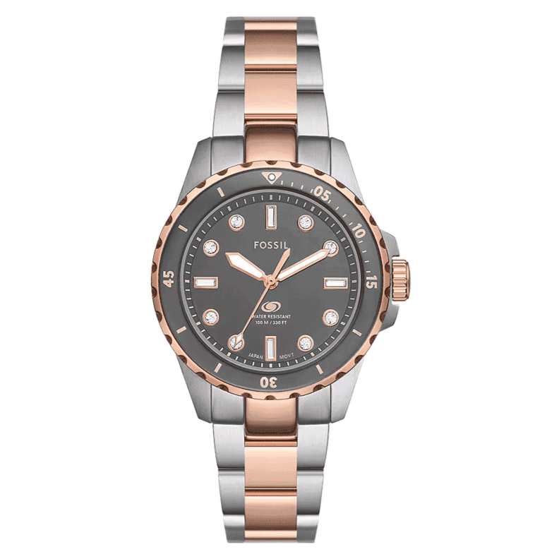 Fossil Blue Dive Three Hand Gray Dial Two Tone Steel Strap Watch For Women - ES5348 Buy Now By Fossil