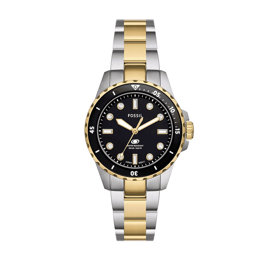 Fossil Blue Dive Three Hand Black Dial Two Tone Steel Strap Watch For Women - ES5349 Buy Now By Fossil