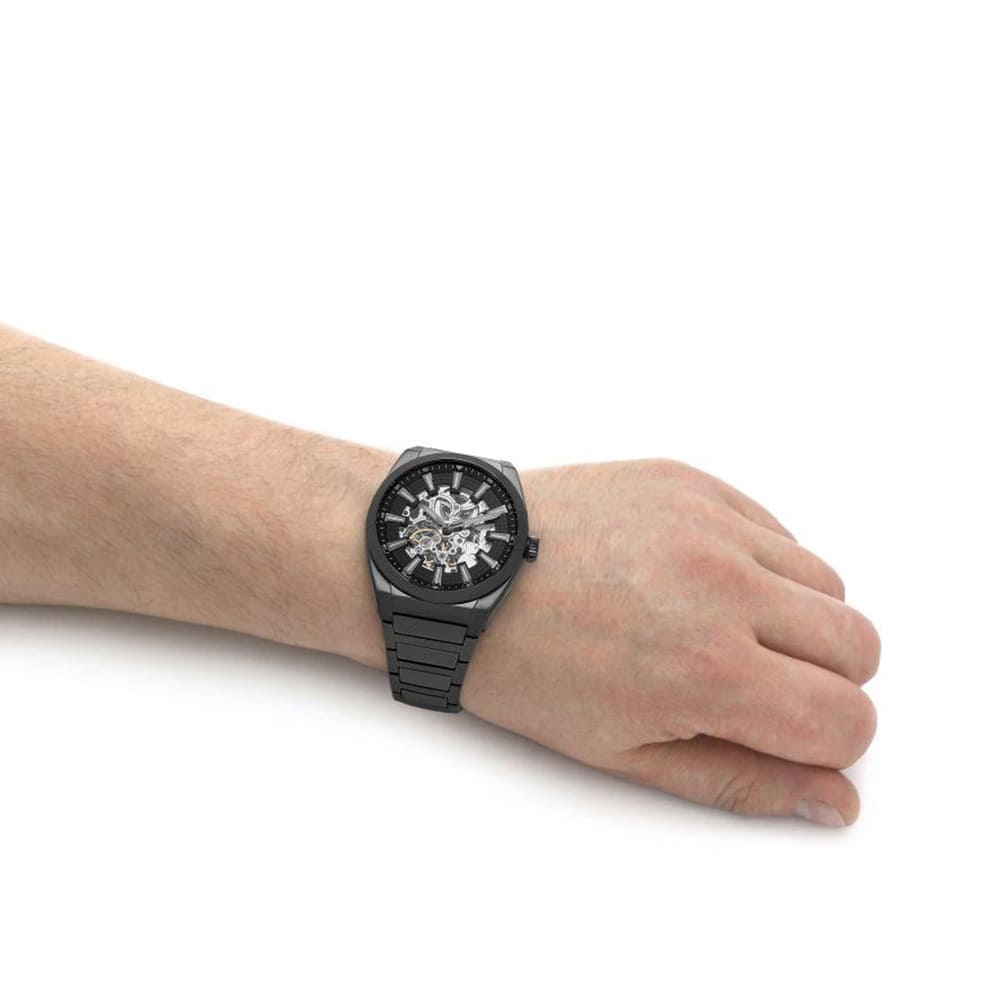 Fossil Everett Automatic Skeleton Grey Dial Grey Steel Strap Watch for Men - ME3206 Buy Now By Fossil