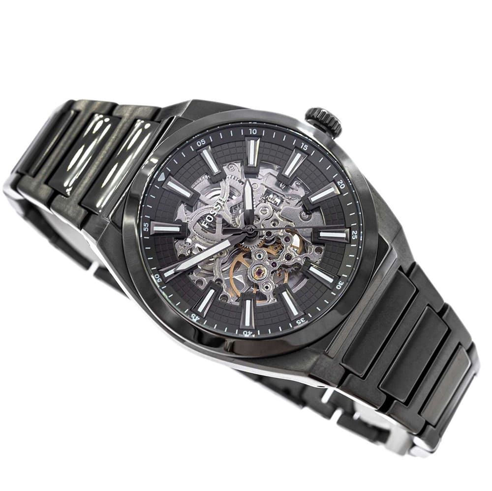 Fossil Everett Automatic Skeleton Grey Dial Grey Steel Strap Watch for Men - ME3206 Buy Now By Fossil