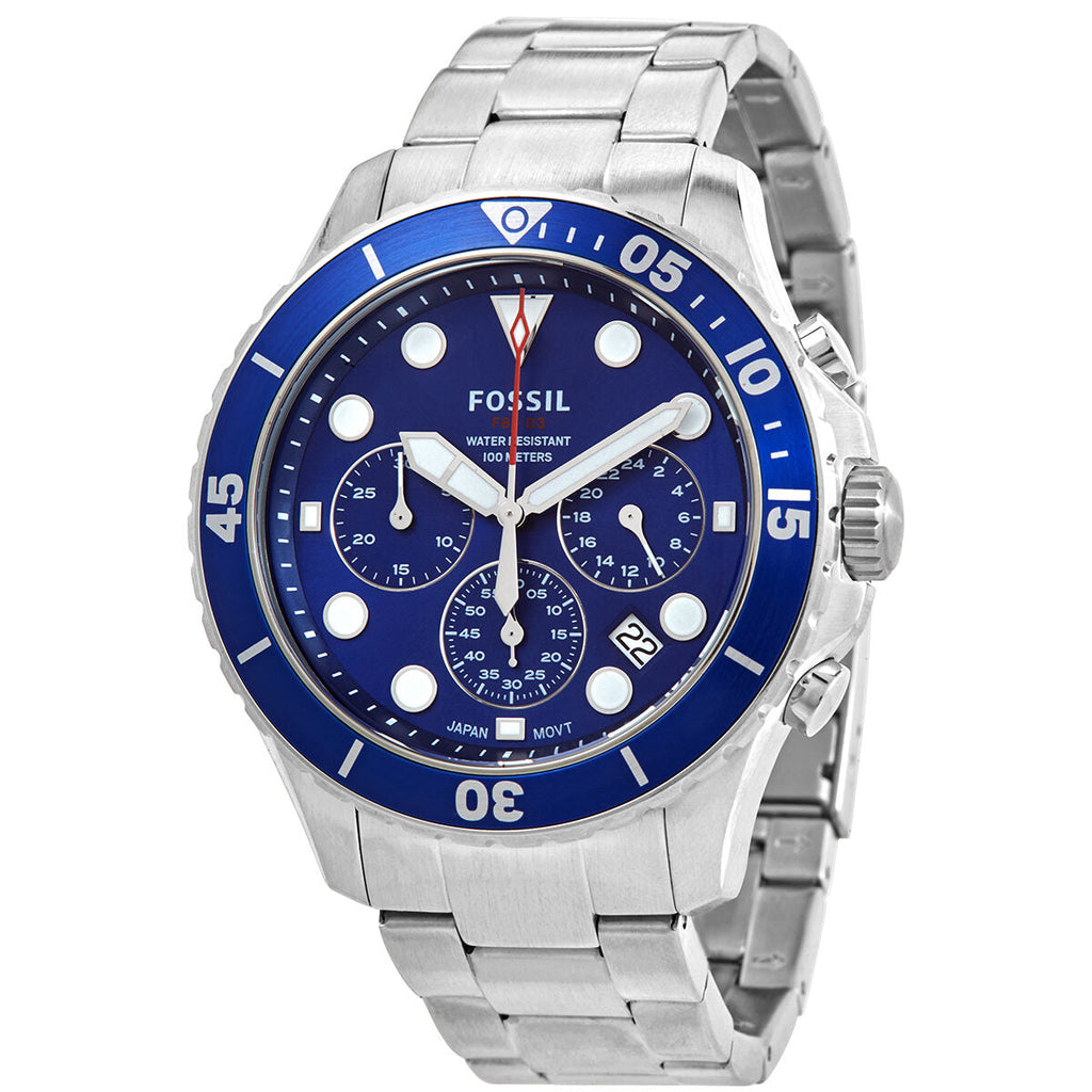 Fossil FB-03 Chronograph Blue Dial Silver Steel Strap Watch for Men - FS5724 Buy Now By Fossil