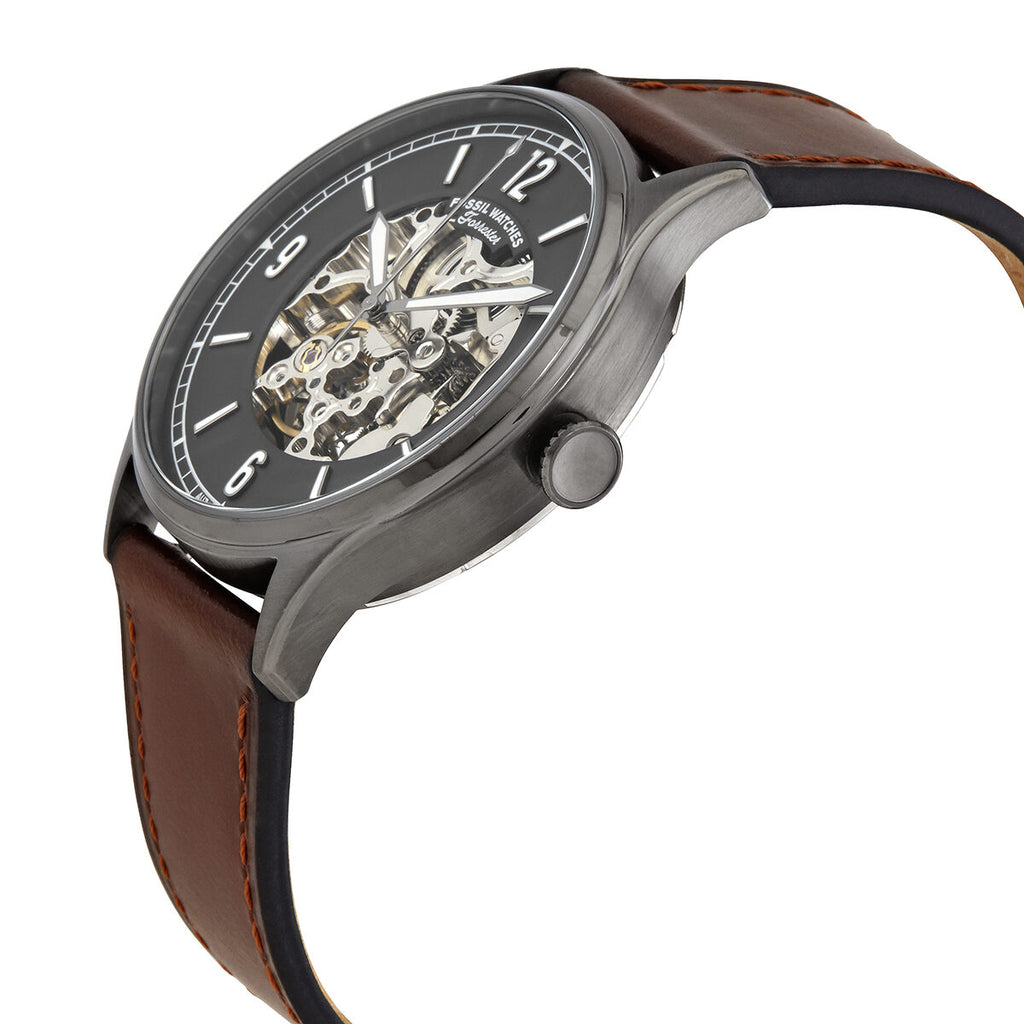 Fossil Forrester Automatic Skeleton Grey Dial Brown Leather Strap Watch for Men - ME3178 Buy Now By Fossil