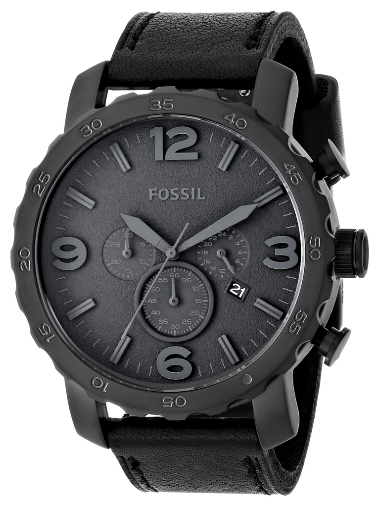 Fossil Nate Chronograph Black Dial Black Leather Strap Watch for Men - JR1354 Buy Now By Fossil