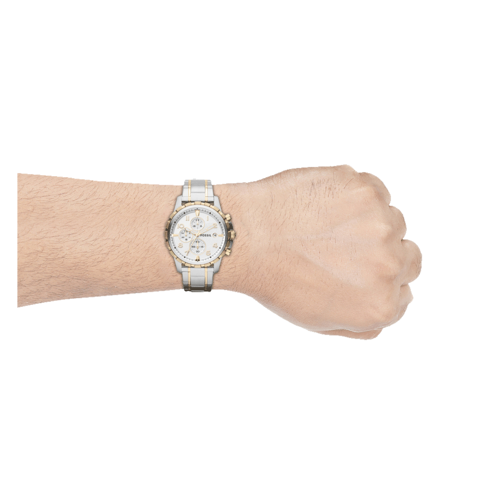 Fossil Dean Chronograph White Dial Silver Steel Strap Watch for Men - FS4795 Buy Now By Fossil