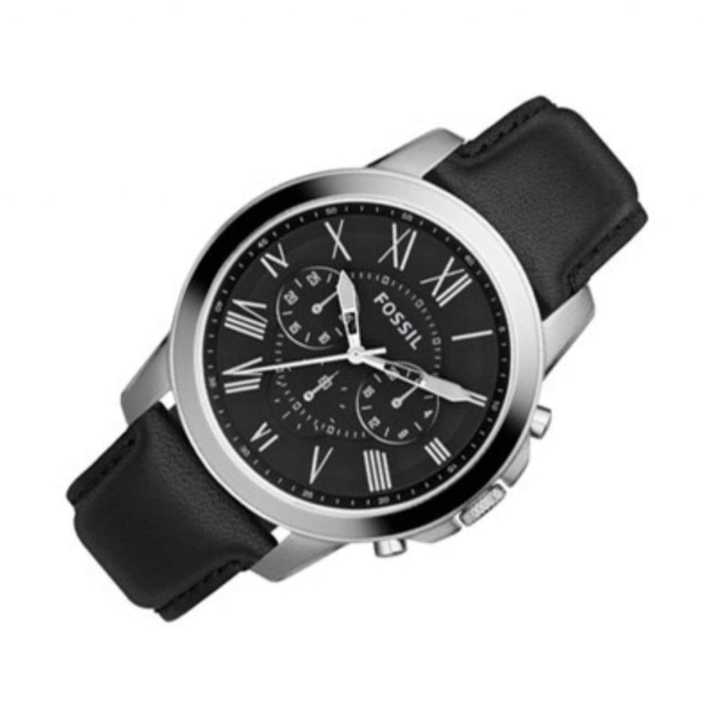 Fossil Grant Chronograph Black Dial Black Leather Strap Watch for Men - FS4812 Buy Now By Fossil