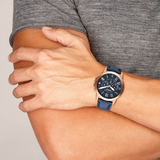Fossil Grant Chronograph Blue Dial Blue Leather Strap Watch for Men - FS4835 Buy Now By Fossil