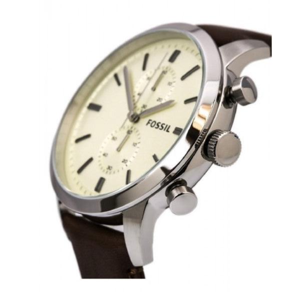 Fossil Townsman Chronograph White Dial Brown Leather Strap Watch for Men - FS5350 Buy Now By Fossil