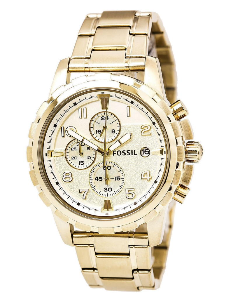 Fossil Dean Chronograph Champagne Dial Gold Steel Strap Watch for Men - FS4867 Buy Now By Fossil
