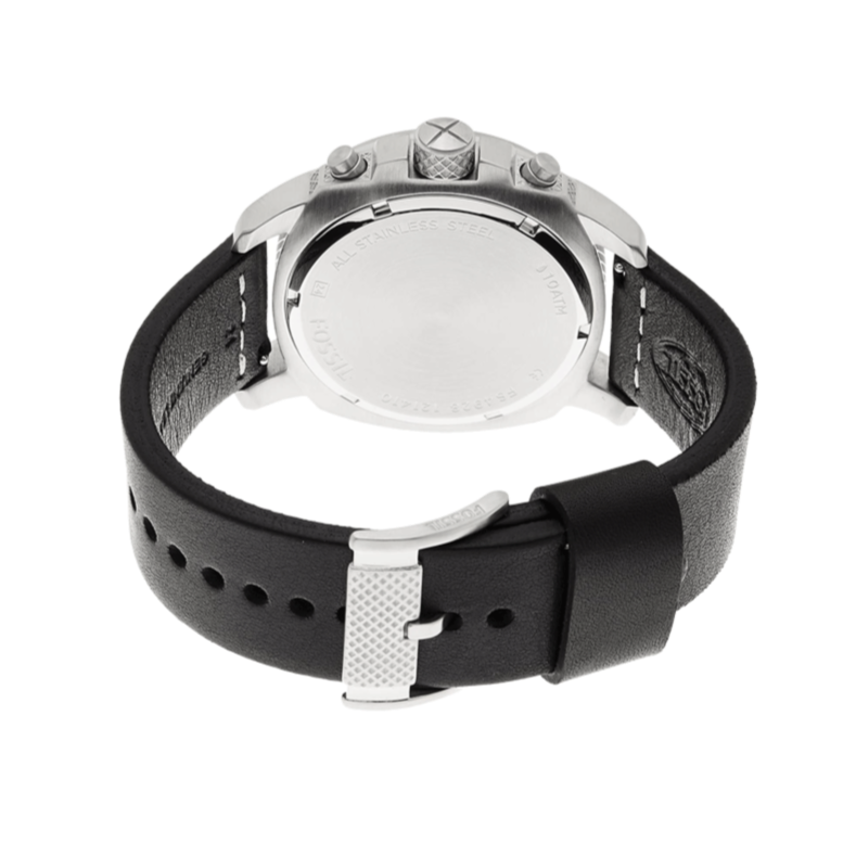 Fossil Modern Machine Chronograph Black Dial Black Leather Strap Watch for Men - FS4928 Buy Now By Fossil