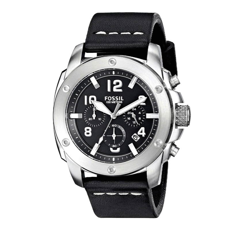 Fossil Modern Machine Chronograph Black Dial Black Leather Strap Watch for Men - FS4928 Buy Now By Fossil