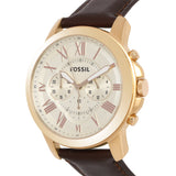 Fossil Grant Chronograph White Dial Brown Leather Strap Watch for Men - FS4991 Buy Now By Fossil