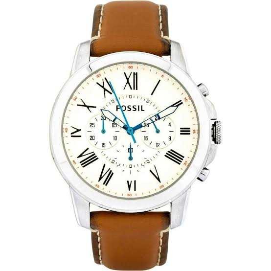 Fossil Grant Chronograph White Dial Brown Leather Strap Watch for Men - FS5060 Buy Now By Fossil